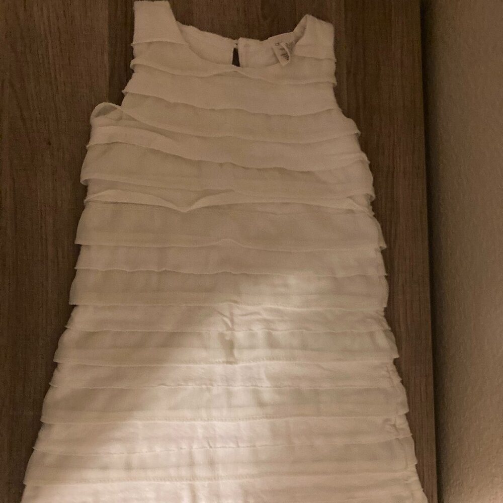 CrewCuts Factory White Sun Dress 4 Cotton Layered Sleeveless Tulle Button